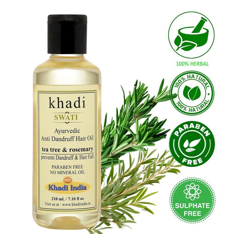 Buy Khadi Herbal Tea Tree And Rosemary Anti Dandruff Hair Oil 210ml | Health & Glow Buy Khadi Herbal Tea Tree And Rosemary Anti Dandruff Hair Oil 210ml | Health & Glow