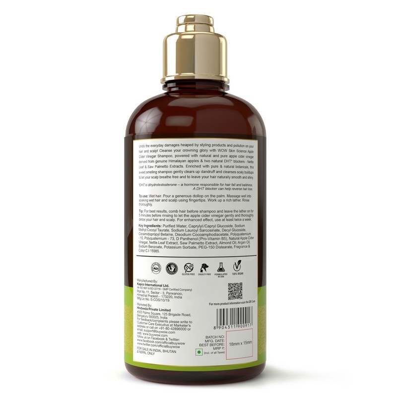 Buy Wow Skin Science Apple Cider Vinegar Shampoo 500 ml Online in India | Health & Glow Buy Wow Skin Science Apple Cider Vinegar Shampoo 500 ml Online in India | Health & Glow