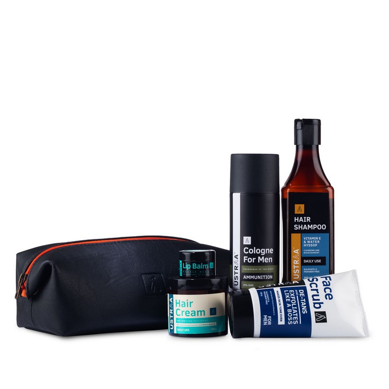 Buy Ustraa Shampoo, Face Scrub, Hair Cream, Lip Balm And Cologne Gift Set |  Health & Glow