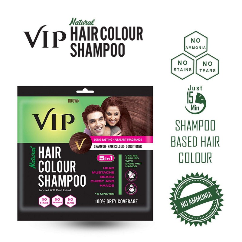 VIP HAIR COLOUR SHAMPOO  180ml  Dark Brown  Men and Women  Instant Hair  Colour  JioMart