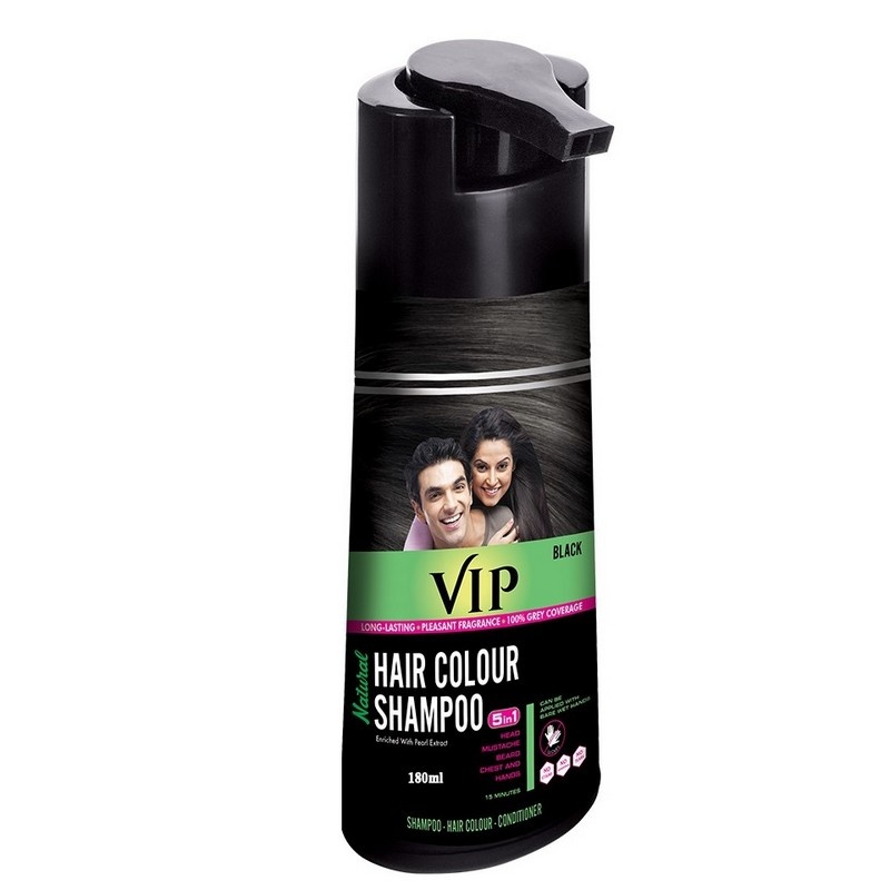 Vip Hair Colour Shampoo Black 180ml Buy Vip Hair Colour Shampoo Black  180mlOnline at Best Price in India  Health and Glow HG