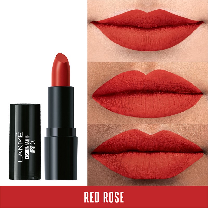 Lakme Cushion Matte Lipstick Red Rose 4 