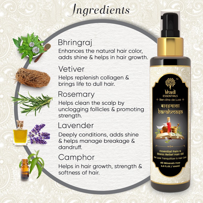Khadi Essentials Barahmasa-Essential Tranquil & Stress Relief Hair Oil 200ml: Shop Khadi Essentials Barahmasa-Essential Tranquil & Stress Relief Hair Oil 200mlOnline at Best Price in India at H&G | Health and Glow Khadi Essentials Barahmasa-Essential Tranquil & Stress Relief Hair Oil 200ml: Shop Khadi Essentials Barahmasa-Essential Tranquil & Stress Relief Hair Oil 200mlOnline at Best Price in India at H&G | Health and Glow
