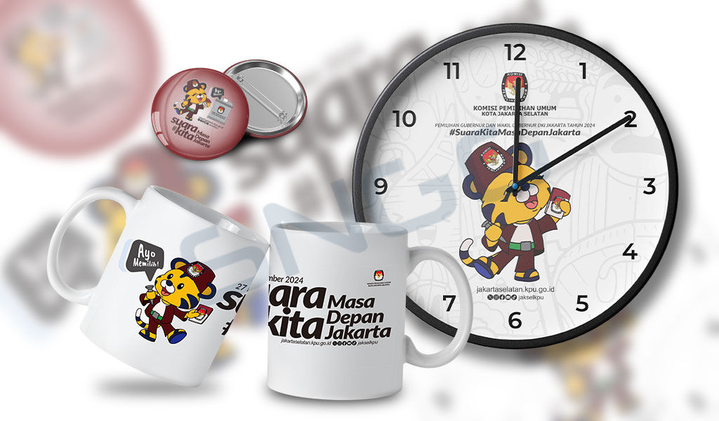Mockup desain kampanye digital KPU Jakarta Selatan hasil cetak Hobby Cetak