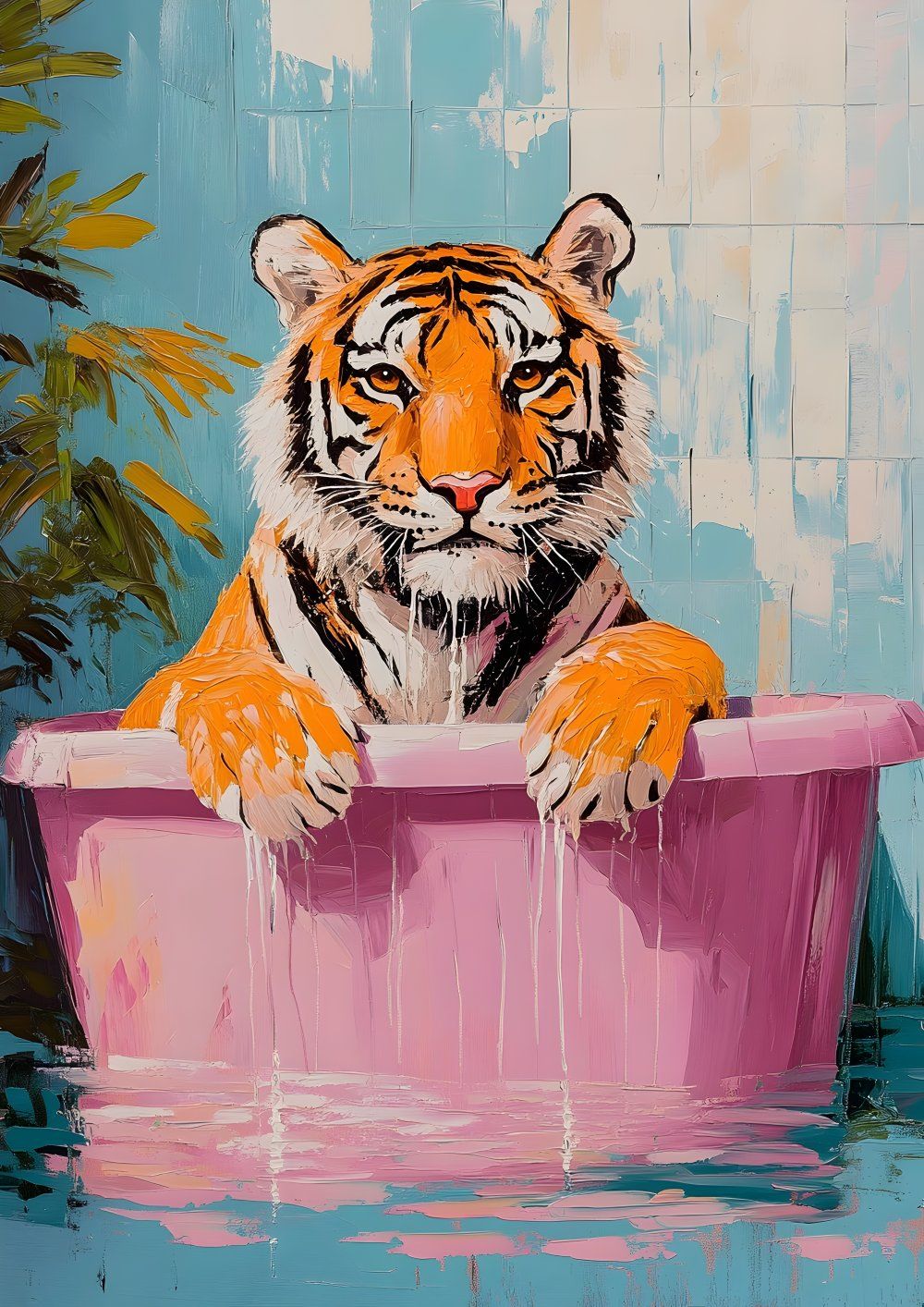 Konten Pintar Tiger di Bathtub