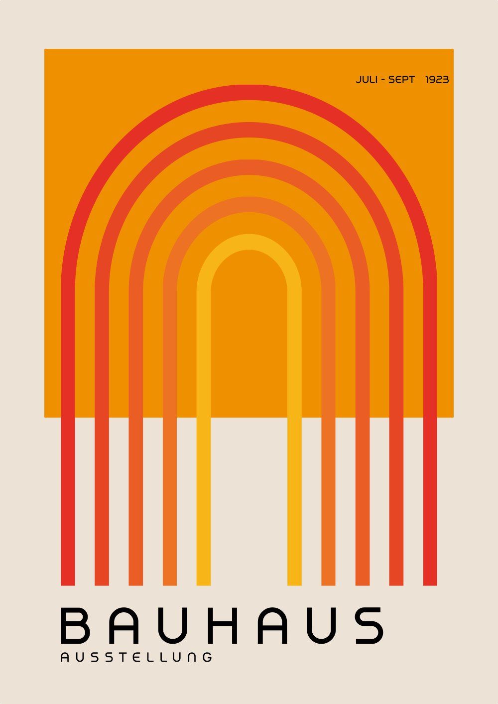 Konten Poster Bauhaus dengan Warna dan Bentuk Abstrak