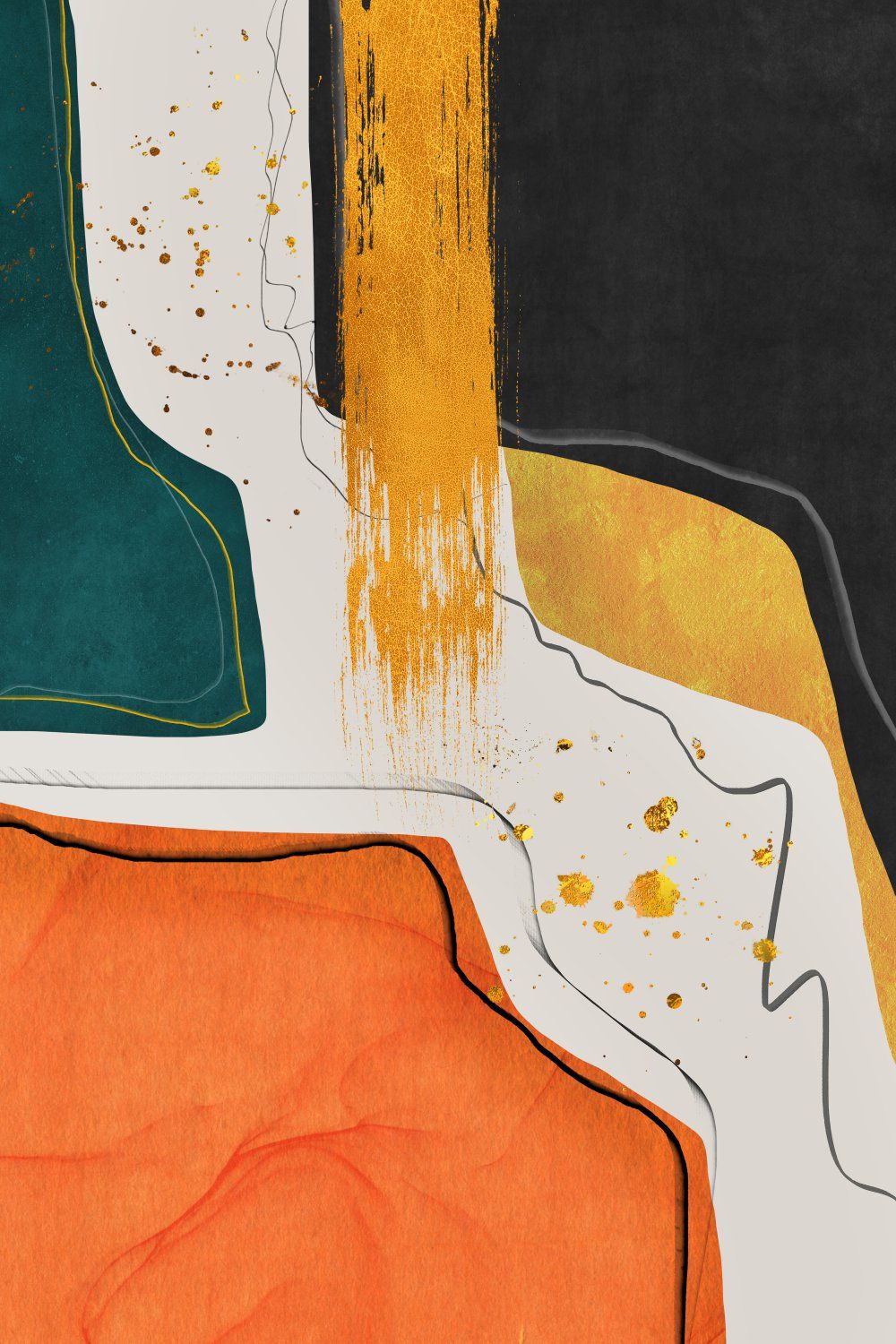 Konten Abstract Geometric Orange Composition