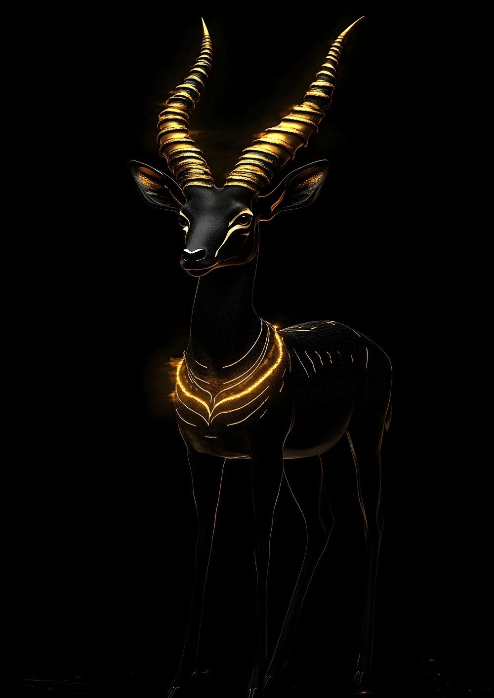 Konten Digital Rendering Deer Glowing Eyes Antlers Dark Background