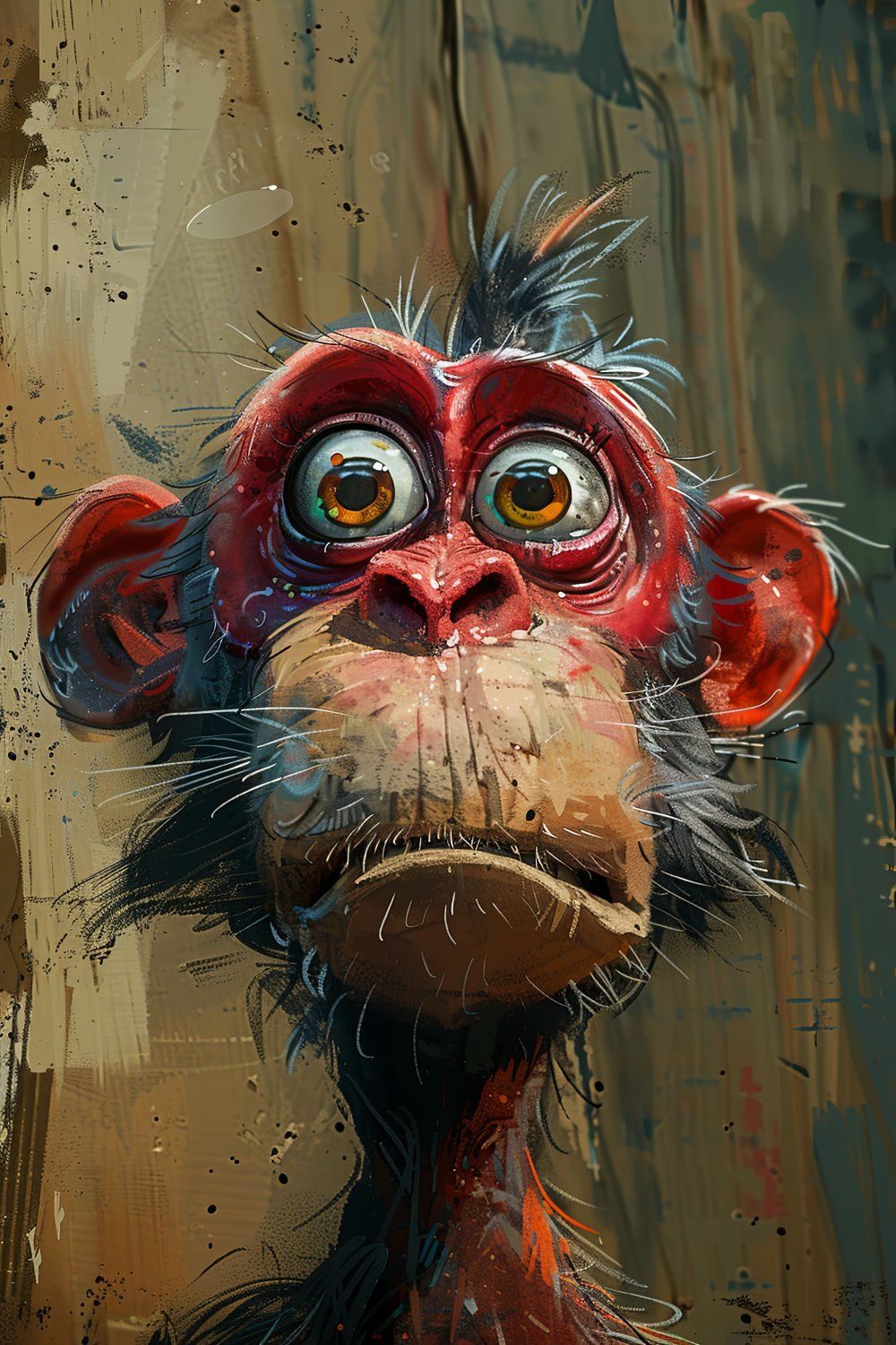 Konten Monkey With Red Eyes And Surprised Expression