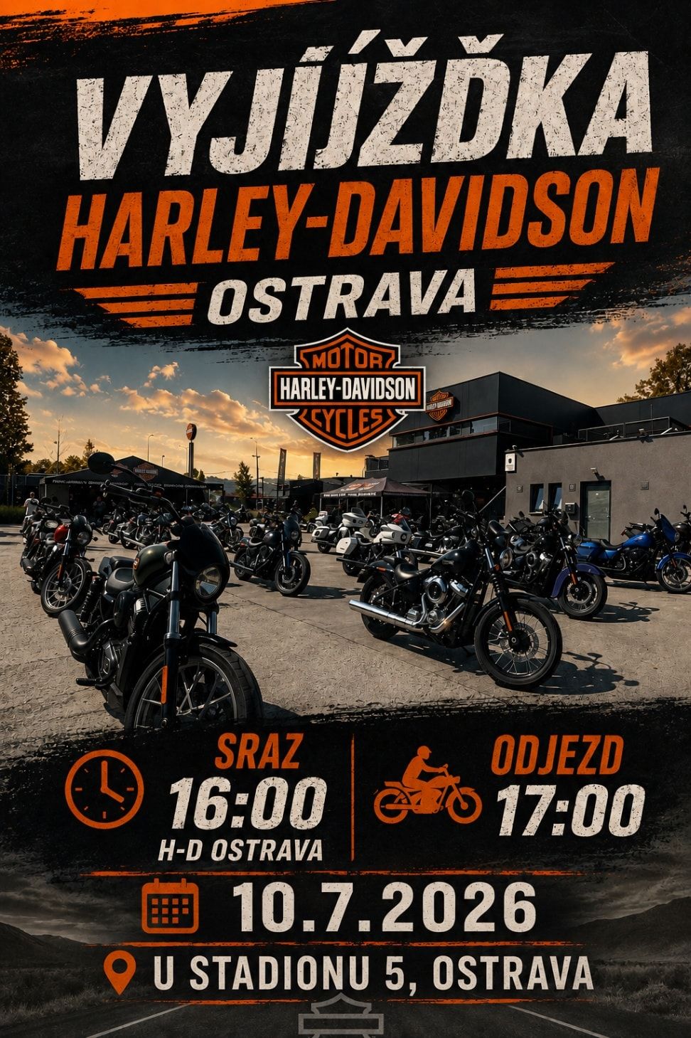 PÁTEČNÍ VYJÍŽĎKA HARLEY-DAVIDSON OSTRAVA 10.7.2026