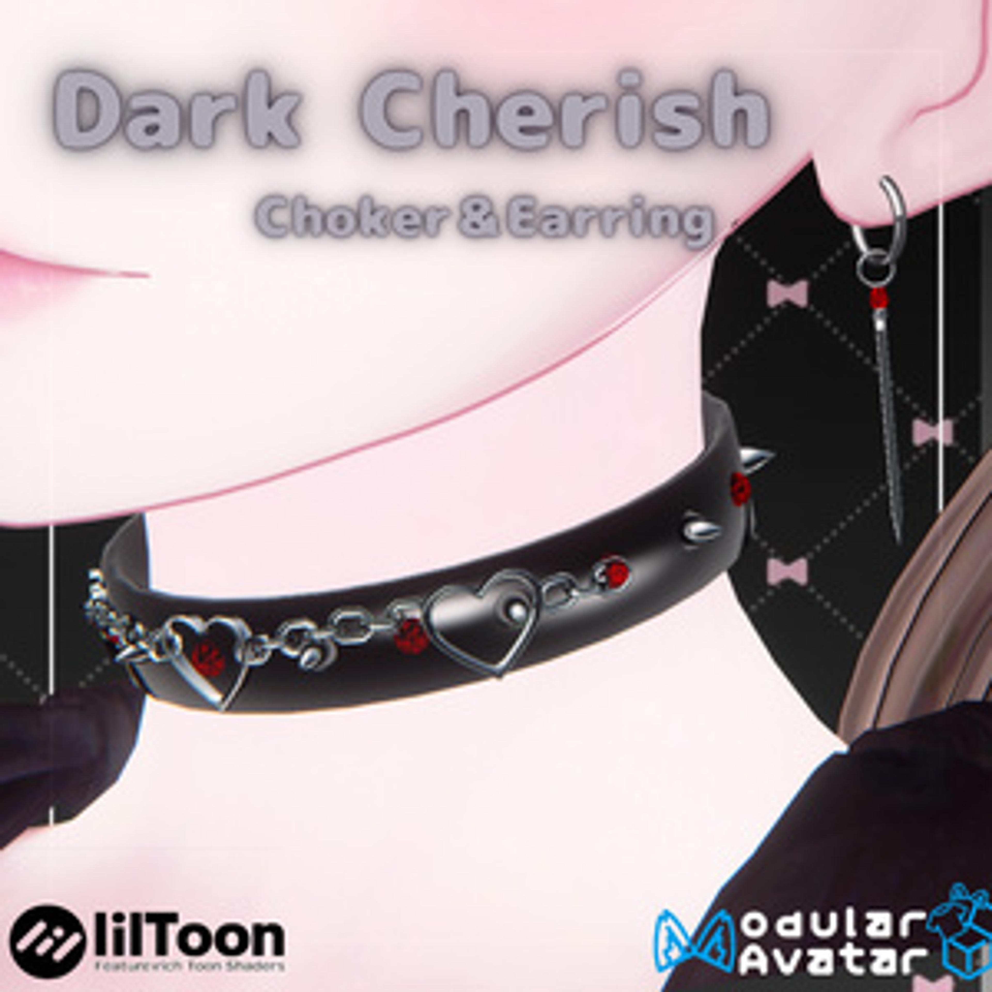 【VRC想定/22アバター対応】Dark Cherish Choker&Earring