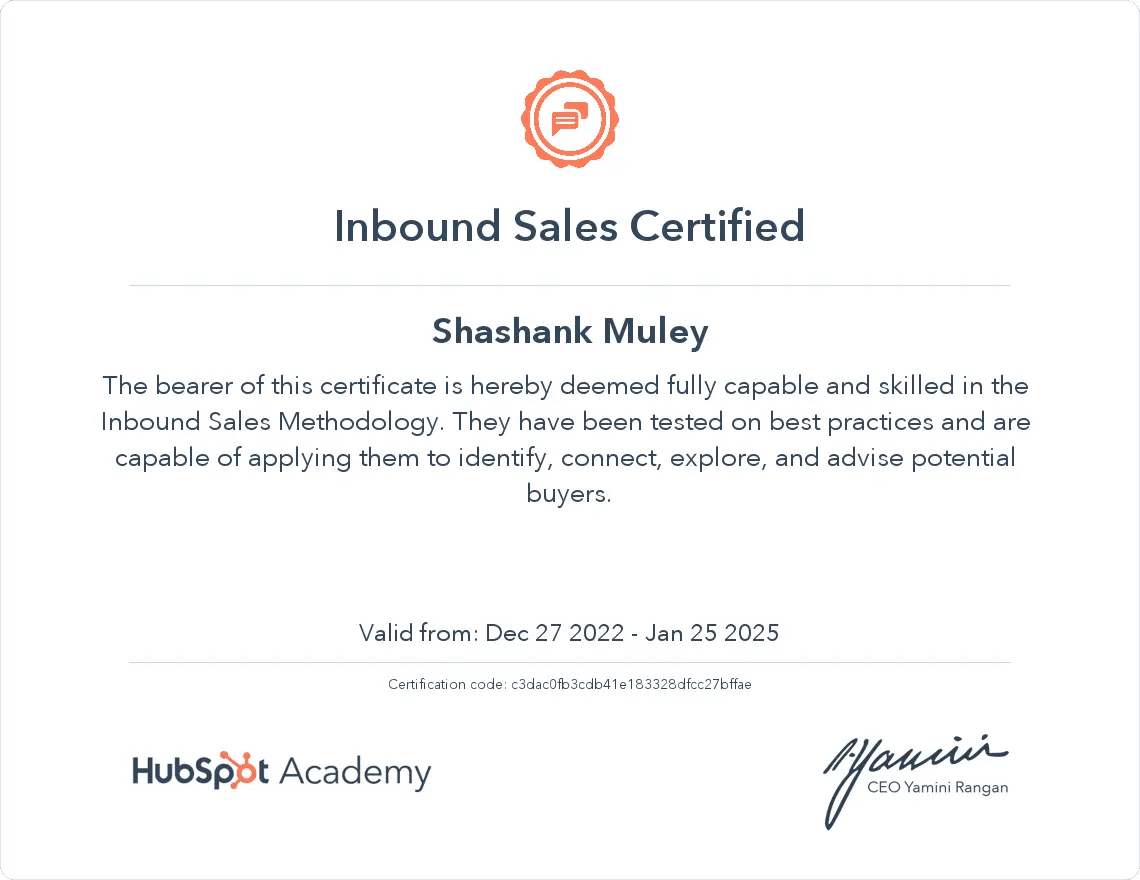 Inbound sales certified