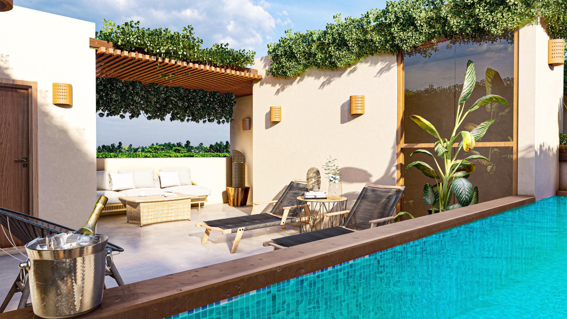 1BR 1BA Garden Loft with pool, Suku`un, Tulum