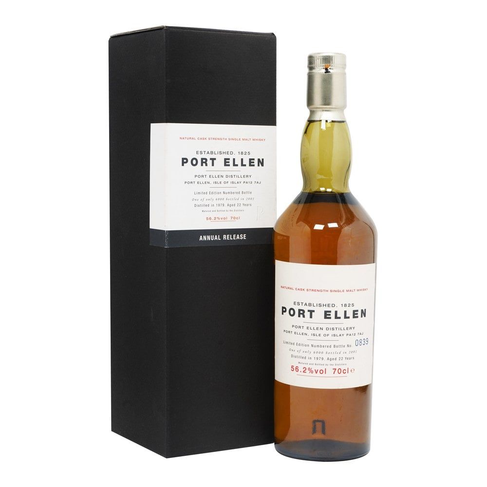 Port Ellen 第一版年度發行版威士忌酒瓶與包裝盒