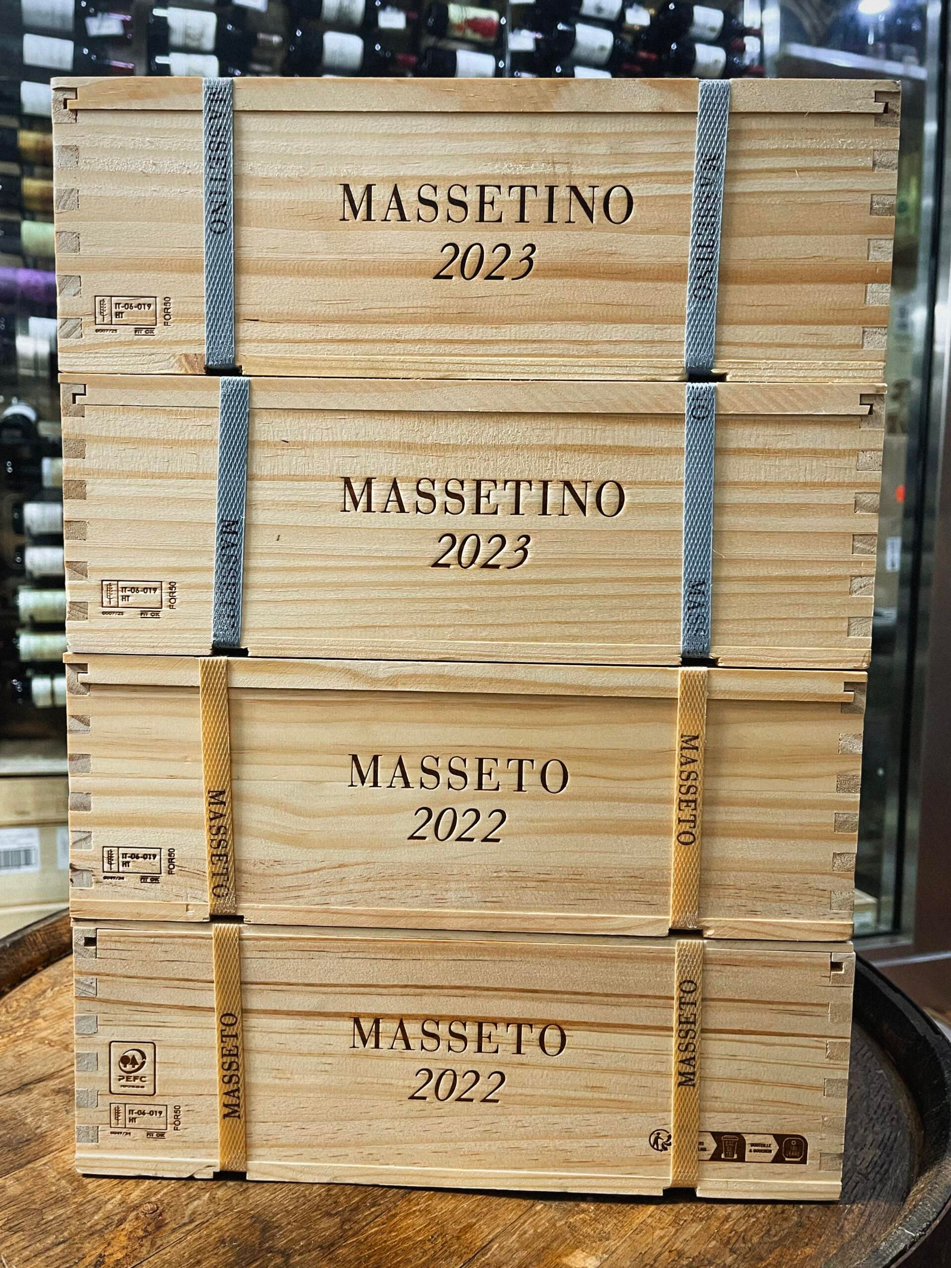 Masseto 正牌與 Massetino 副牌酒標、年份及原箱核對