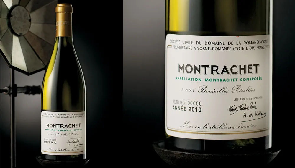 羅曼尼康帝 Montrachet 白葡萄酒瓶展示