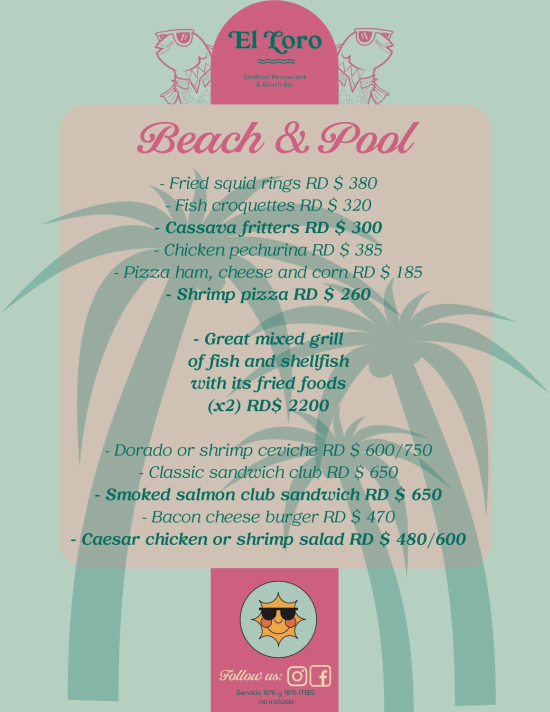 MENU PLAYA english