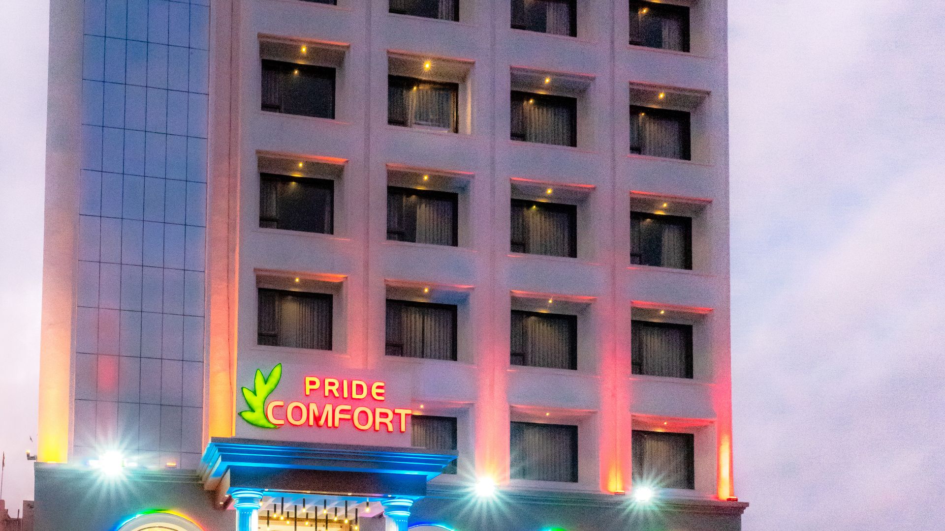 Pride Elite Dwarka hotel facade.