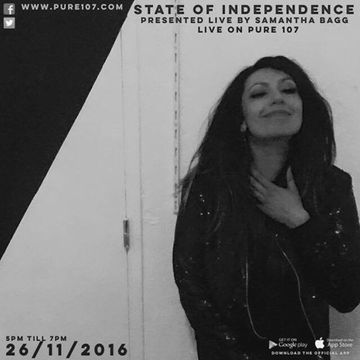 Samantha Bagg - State Of Independence Live On Pure 107 26.11.2016