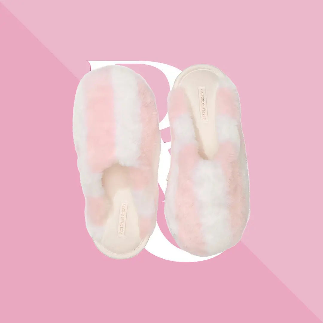 Victoria's Secret Pantuflas punta cerrada y rayas rosas Heritage