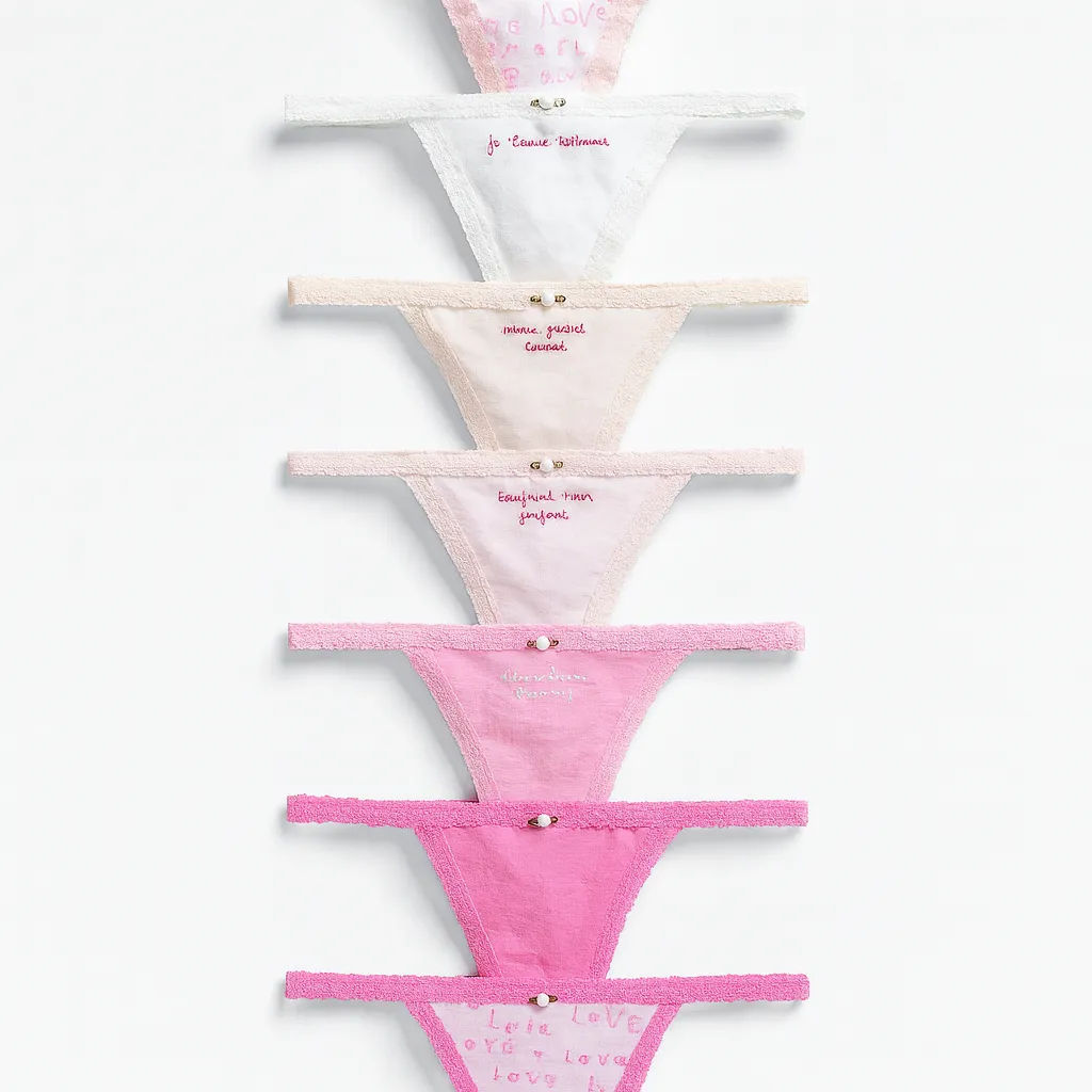 PINK – Pack de 6 Braguitas con Frases y Detalles en Perla