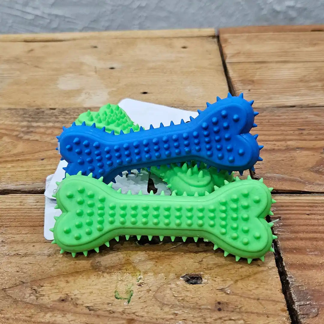 Juguete para Perro en Forma de Hueso con Textura de Espinas Mediano