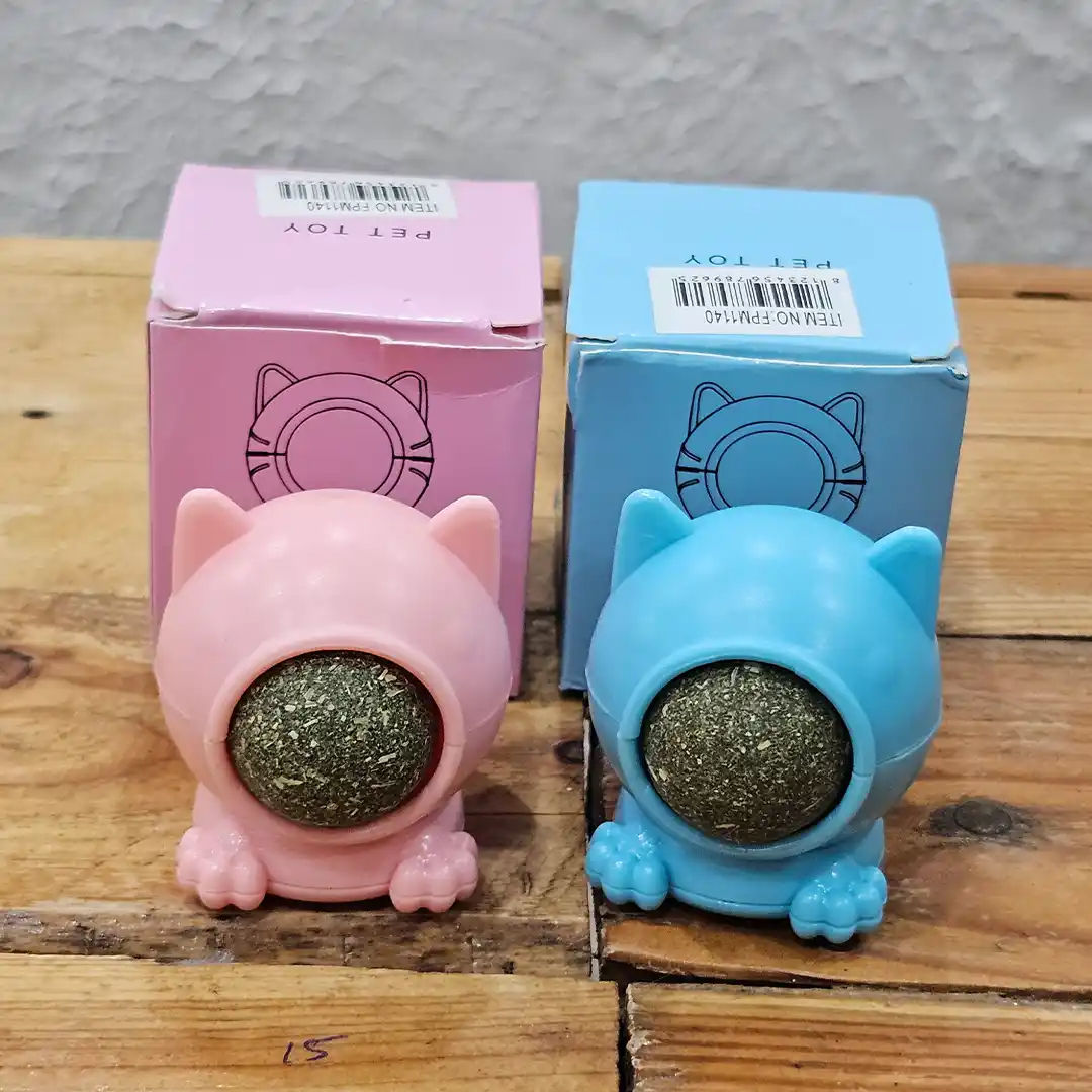 Juguete para Gato con Hierba de Gato – Forma de Gatito, Color Rosa y Azul