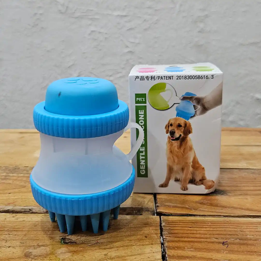 Cepillo Masajeador de Silicona para Perros – Color Azul