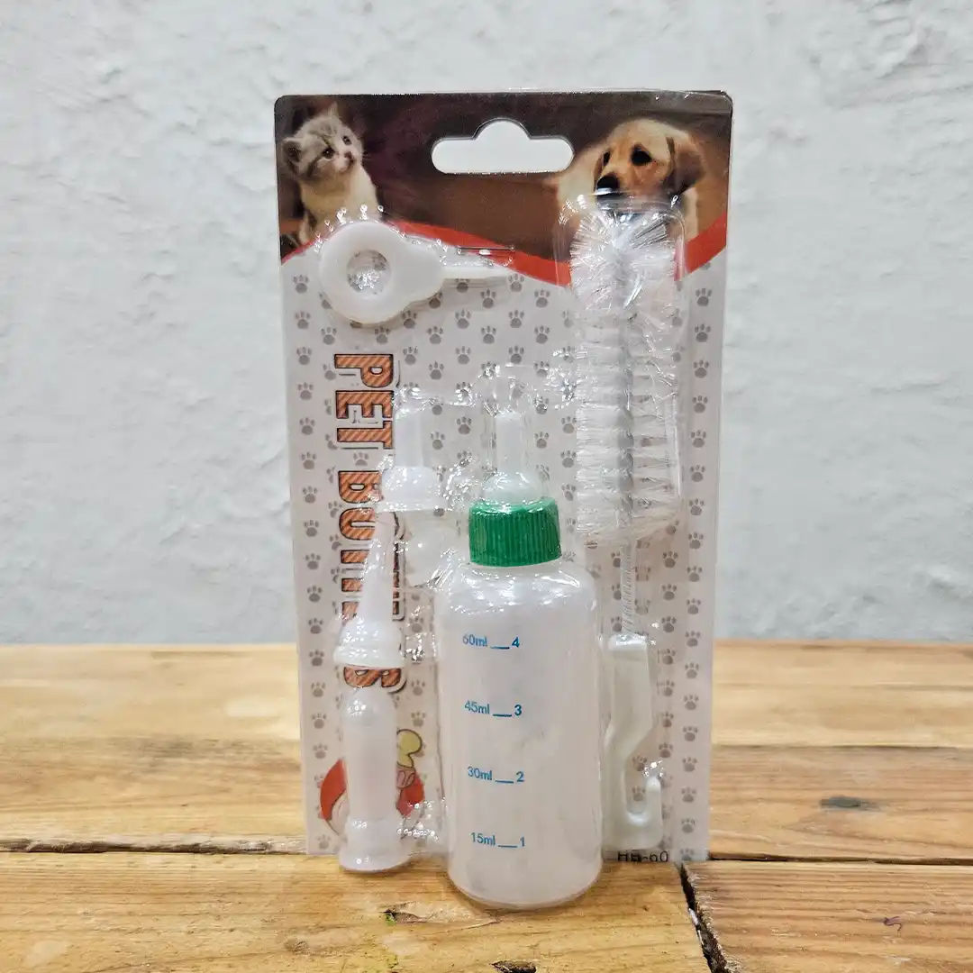 Kit de Alimentación para Cachorros y Gatitos – Botella Medidora + Cepillo + Jeringa
