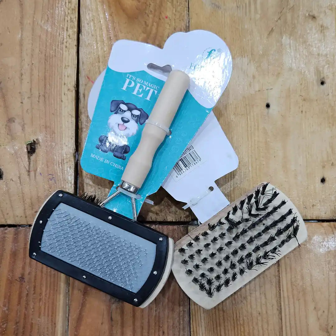 Cepillo Dual para Perro – Cerdas Metálicas y Naturales