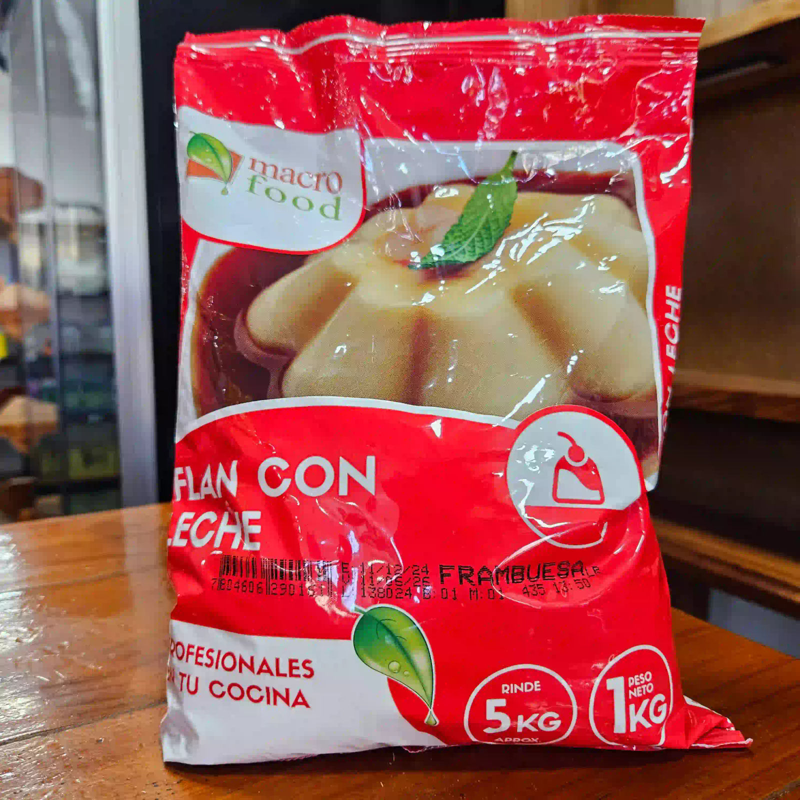 Polvo para preparar Flan con leche (Frambuesa)