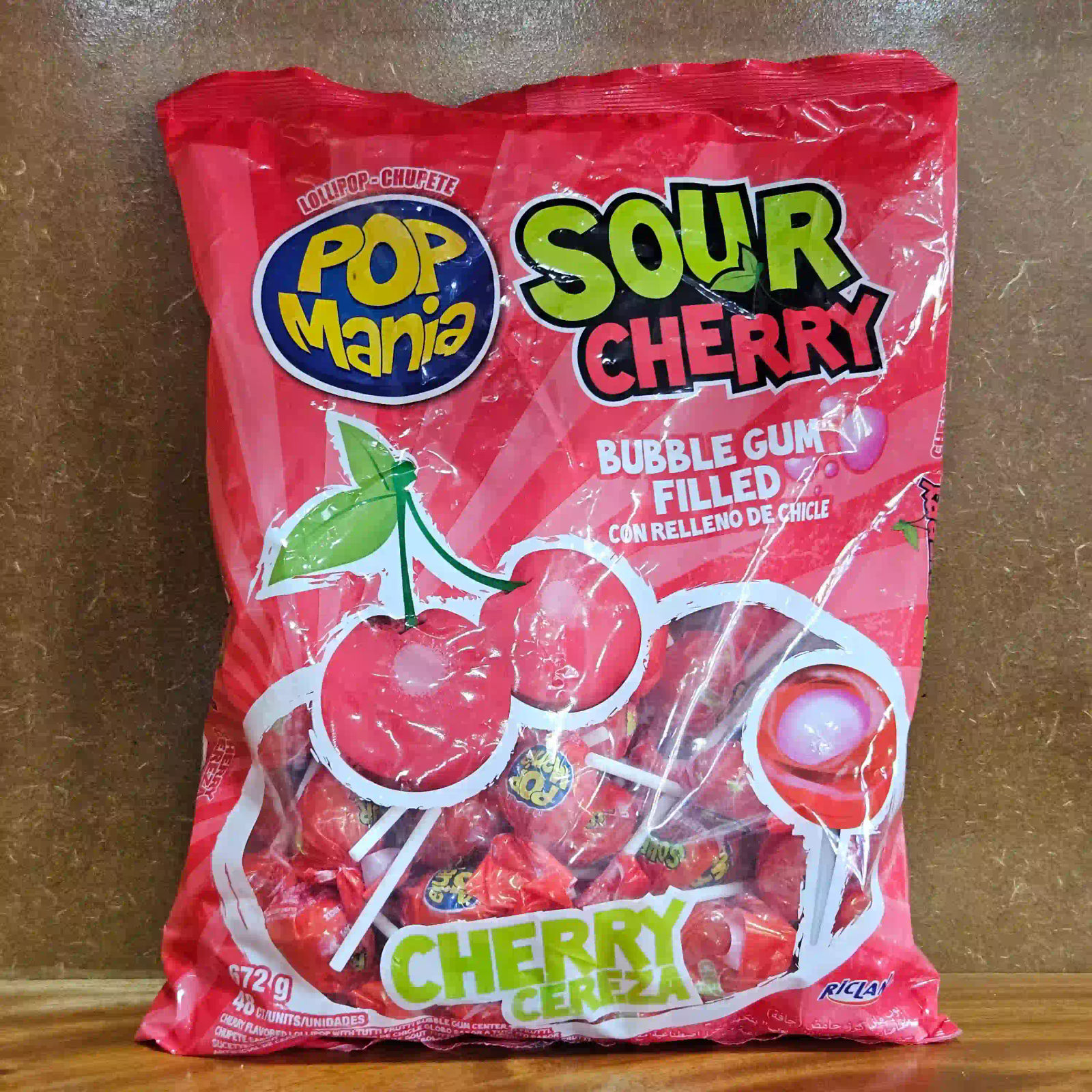 Chupachupas de Cereza con relleno de chicle 