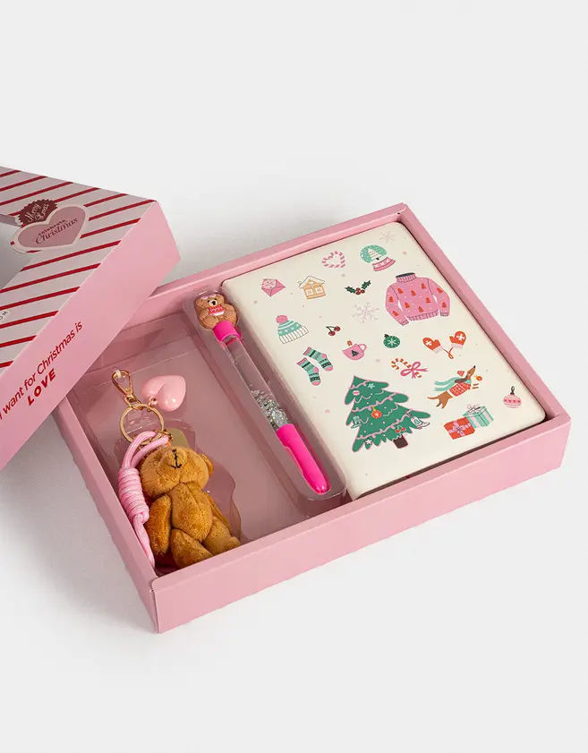 Kit de agenda .lapicero y llavero navideño 