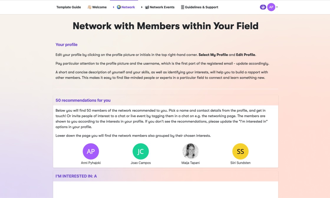 Network Template for Membership Organizations