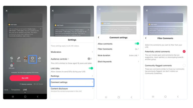 How to Hide Comments on TikTok Live