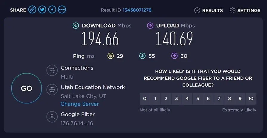 Speedtest website
