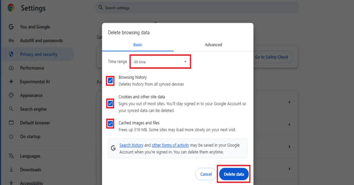 how to clear cache in google chrome