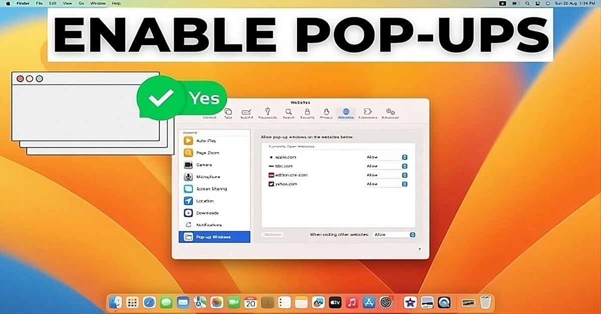 How to allow pop-ops on Safari