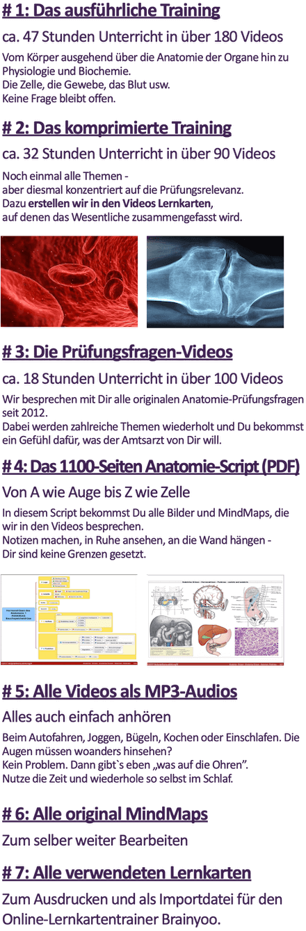 Alle Inhalte aus dem Videotraining Anatomie für Deine Heilpraktikerausbildung