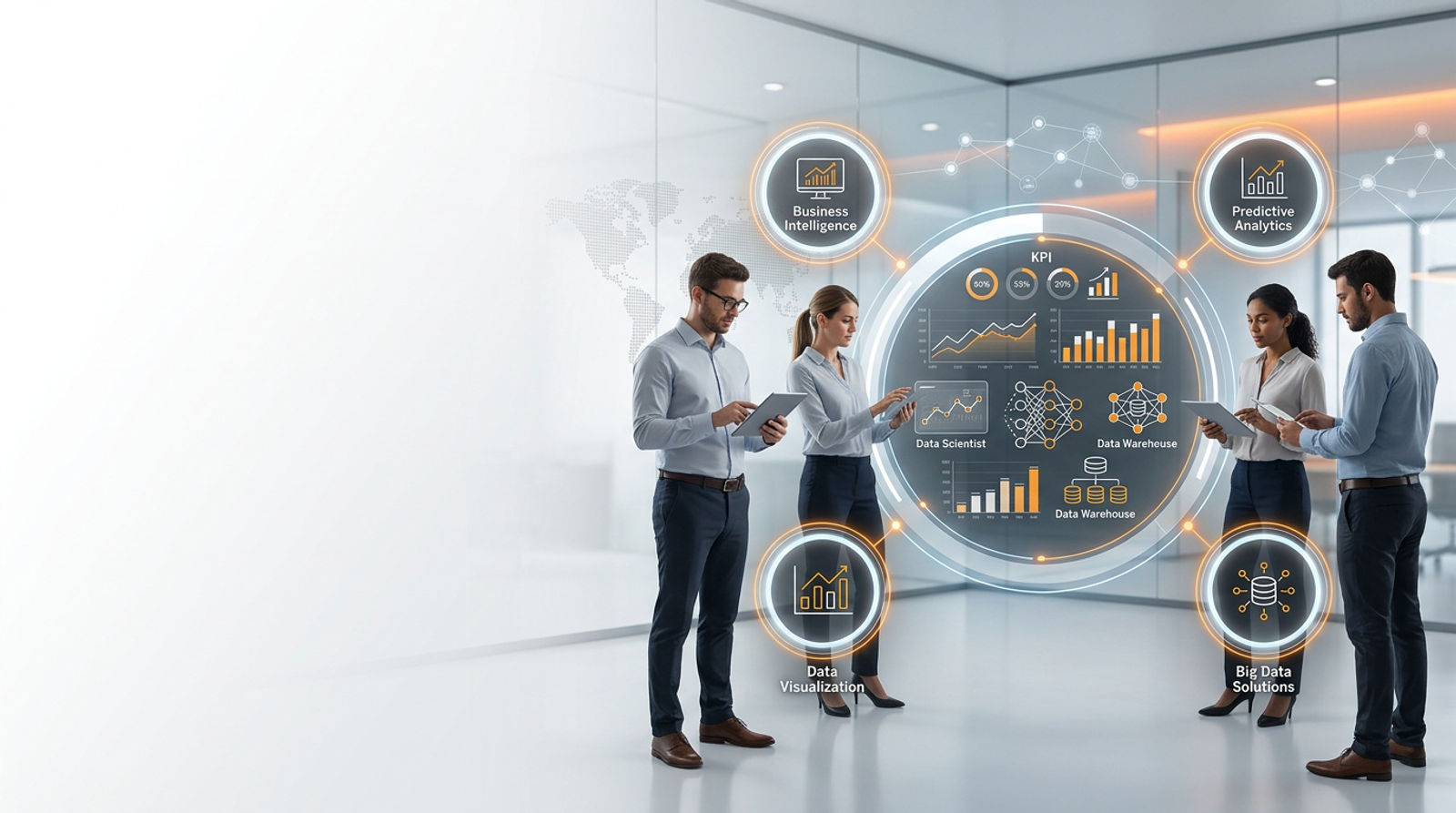 Team viewing data analytics visual