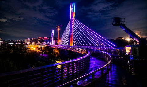 Hyderabad cable bridge lit night