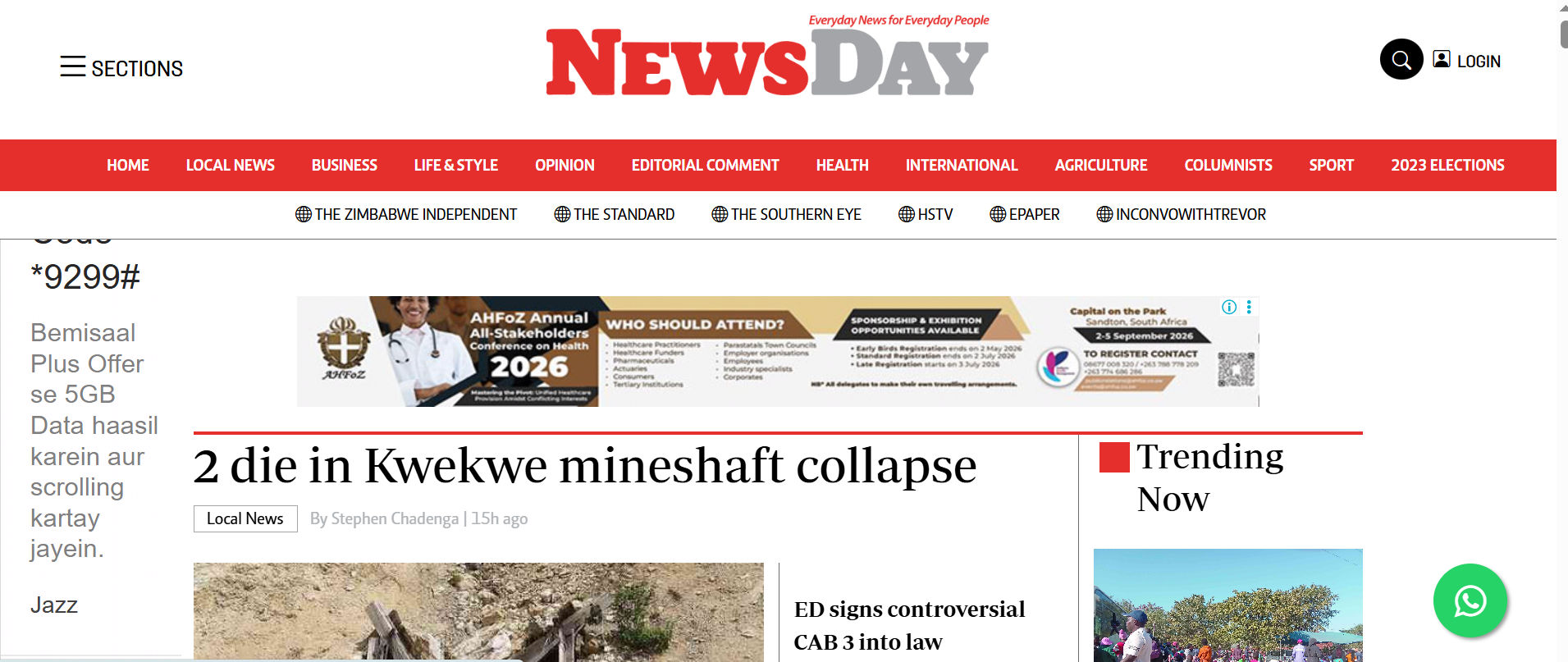 Zimbabwe's Most Read Newspaper