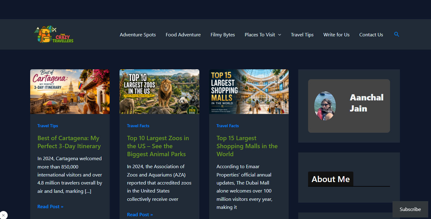 The Crazy Travellers - Travel Blog | Real Traffic | Travel, Tourism & Lifestyle | Guest Posts