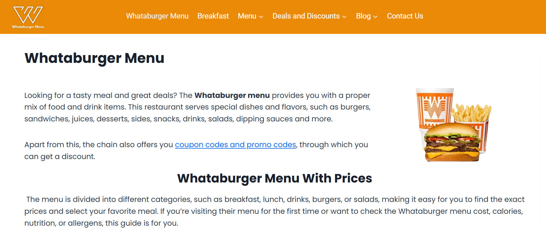 Whataburger Menu