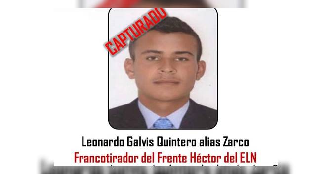 Captured alias Zarco, the ELN sniper, assassin of the commander of El Tarra