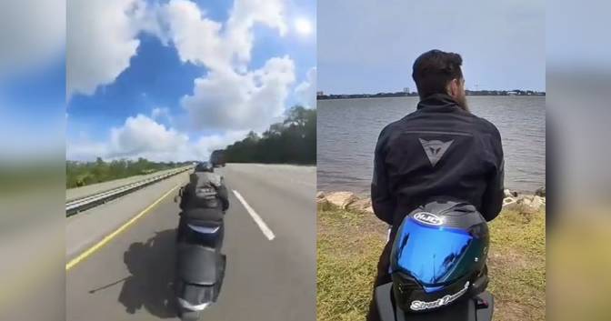Motociclista sobrevive a un impactante choque contra una camioneta
