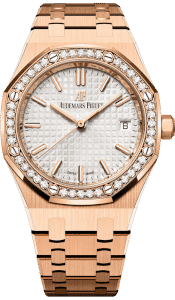 Audemars Piguet Rose Gold White Dial Diamond Bezel 33mm