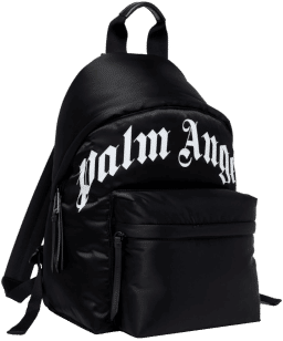 Palm Angels Technical Fabric Curved Logo Backpack Black White