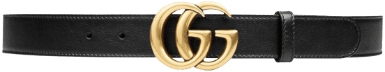Gucci GG Marmont Leather Belt with Shiny Buckle 1 Width Black