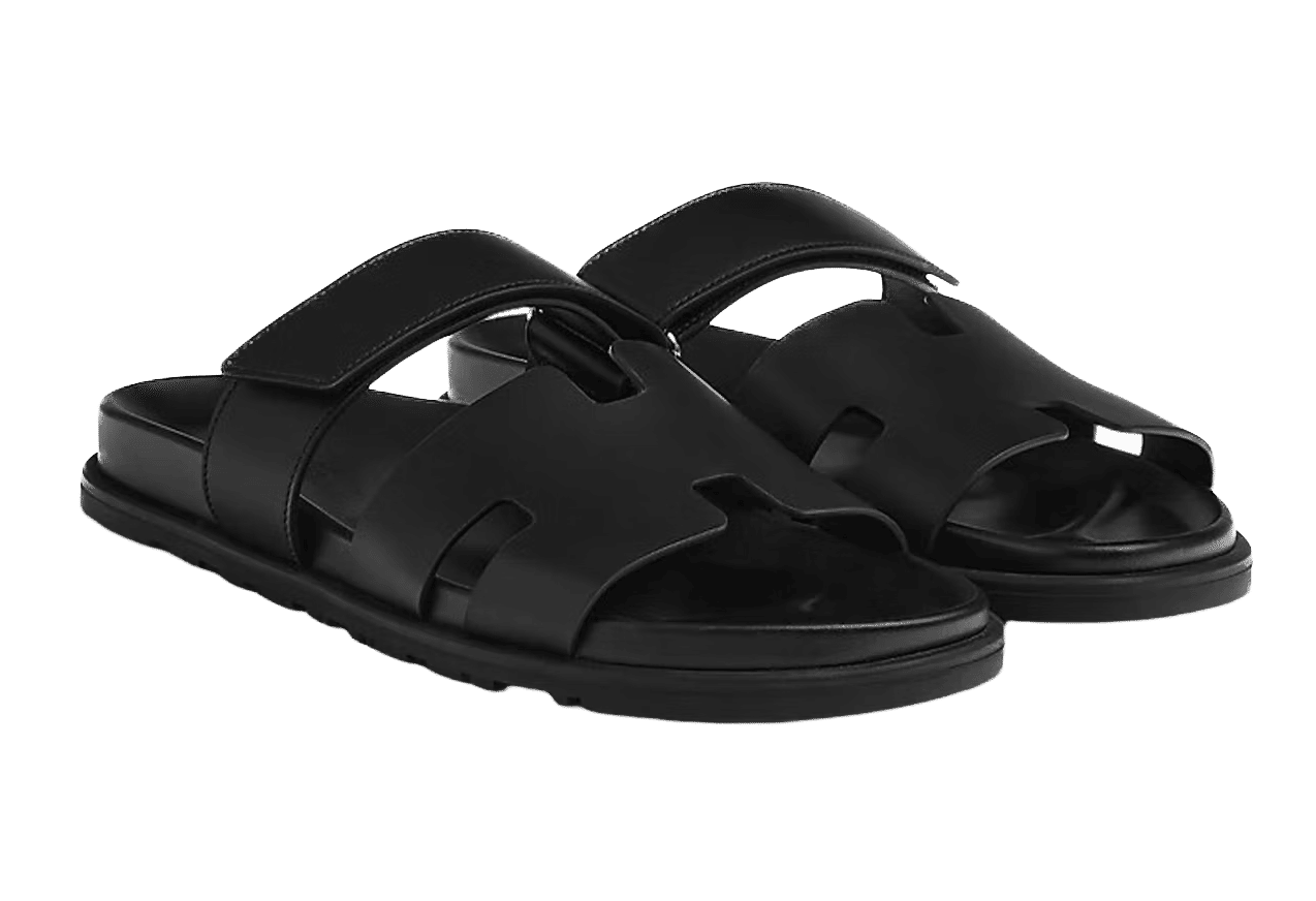 Hermes Chypre Sandal Noir Calfskin Leather (M)